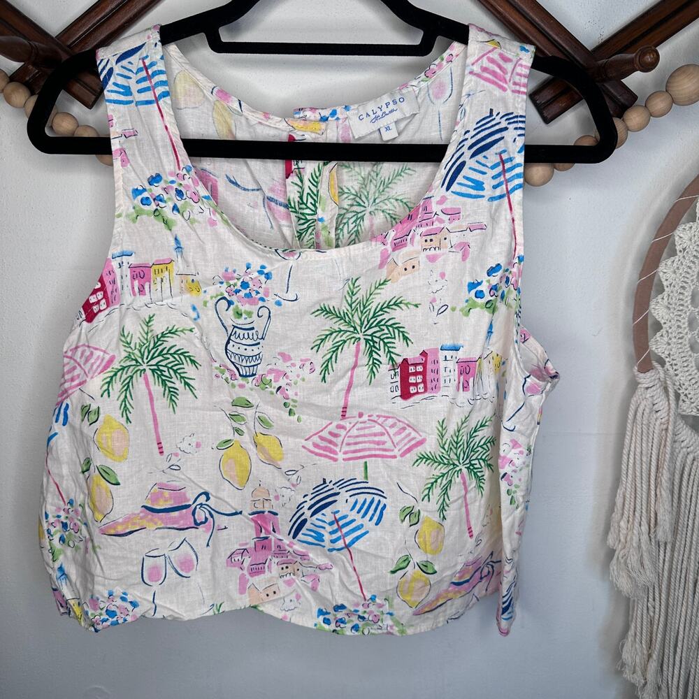 Calypso St Barth Linen Blend Tropical Vacation Tank